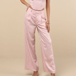Lulus Karee Blush Pink Satin High-rise Trousers - Size XS
